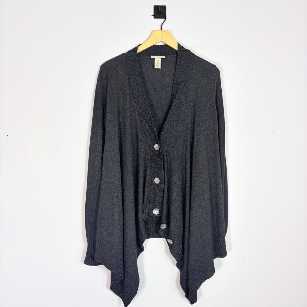 White +‎ Warren Silk Cashmere Drape Front Cardigan Charcoal Gray Small Sweater